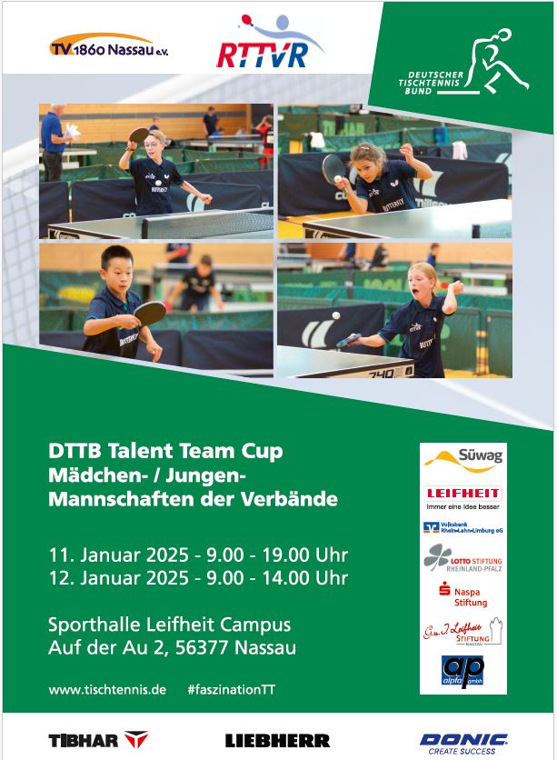 DTTB Talent Team Cup 11./12.01.2025 in Nassau (RTTVR)