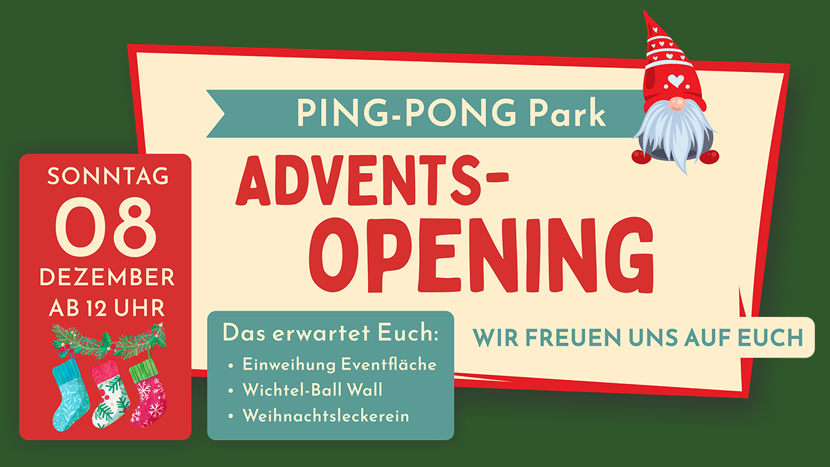 Neuer PING-PONG Park wird am 8.12.2024 eröffnet